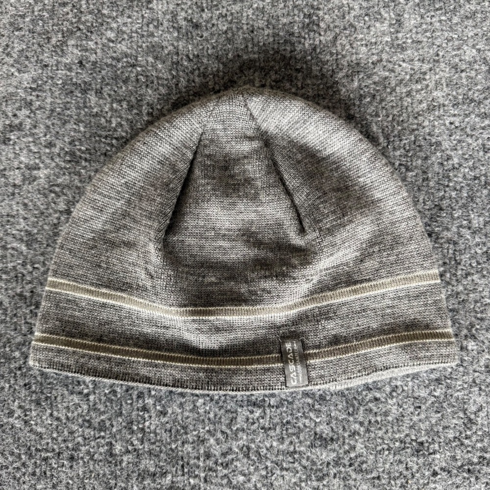 Cascade Mountain Tech Mens Gray Wool Blend Beanie‎ OSFA Warm Winter Outdoor Hat